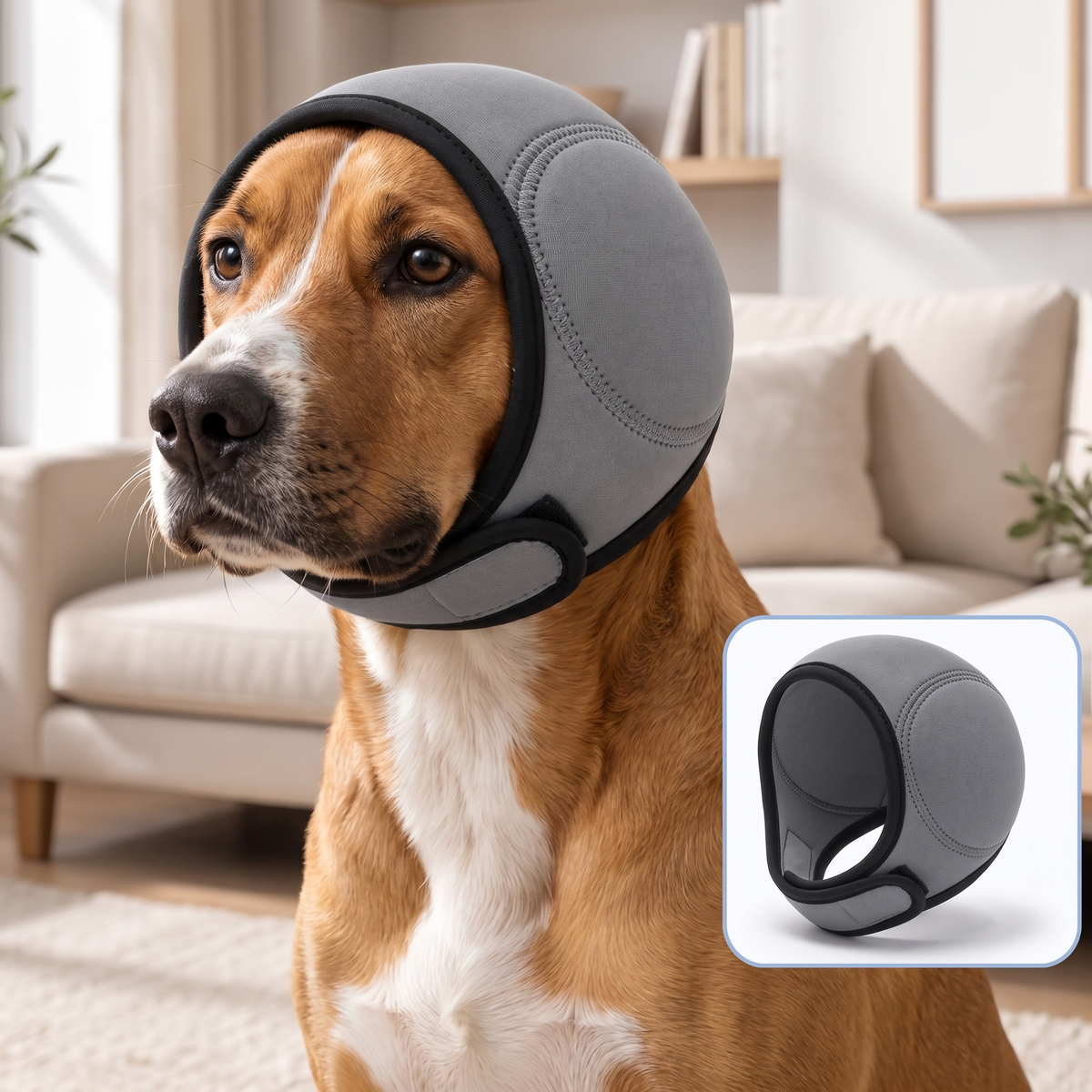 Capucha calmante para perros que amortigua el ruido